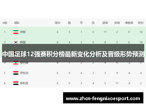 中国足球12强赛积分榜最新变化分析及晋级形势预测